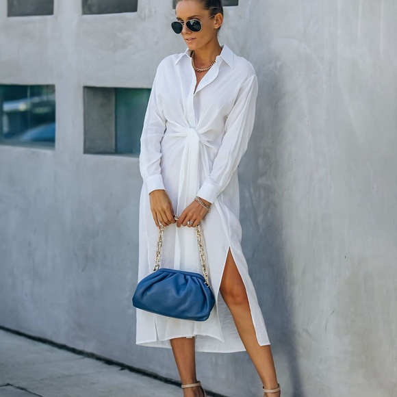 Small Sun Valley Tie Front Midi Shirt Dress.. NWT